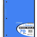 Spiral Notebooks - Wide Ruled, 70 Sheets
And Binder