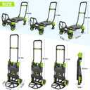 330LB Folding Hand Truck Heavy Duty Carrying, Combination of Four Wheels and Two Wheels Convertible Dolly Cart with Retractable Handle Dolly for Moving Office Carts(Green)