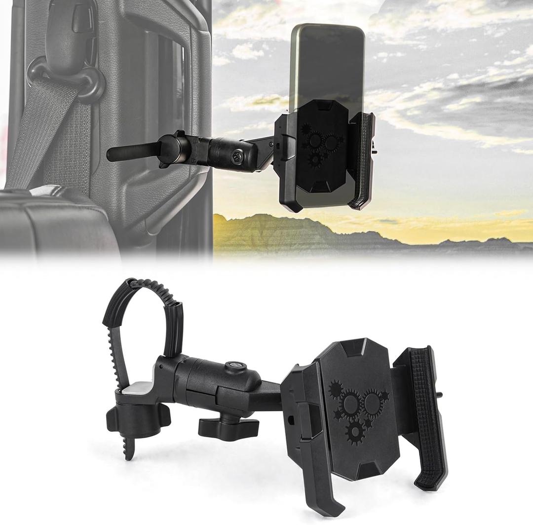 A Pillar Grab Handle Phone Mount Adjustable Phone Clip Phone Holders Compatible with Jeep/Bronco/F-150/F-250/F-350/Chevrolet Silverado/GMC Sierra/Dodge Ram/Land Cruiser Fit for iPhone 16 15 14