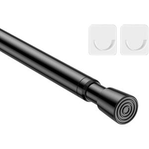 MEXAU 1Pack Spring Tension Curtain Rod 2639 inch Black Adjustable Spring Rod Extendable Tension Rod For Kitchen, Bathroom, Window, Bookshelf, Closet