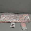 Wireless Keyboard and Mouse Combo, Ergonomic Full Size Typewriter Retro Round Keycaps Keyboard, Compatible with Windows, PC, Perfer for Home and Office Keyboards (Lovely Pink)