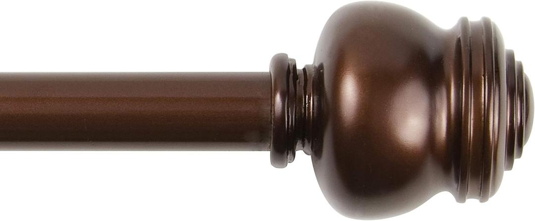 Kenney Glendale Knob Window Curtain Rod, Adjustable 28-48 Inch, Cocoa Brown (Oil Rubbed Bronze)