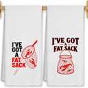 Red Lobster Coastal Kitchen Towels, Seafood Boil Party Supplies, Coastal Southern Crawfish Dish Tea Towels for Kitchen Decor, Beach Lobster Decorative Hand Towel for Bathroom, 16x24 Inch Set of 2