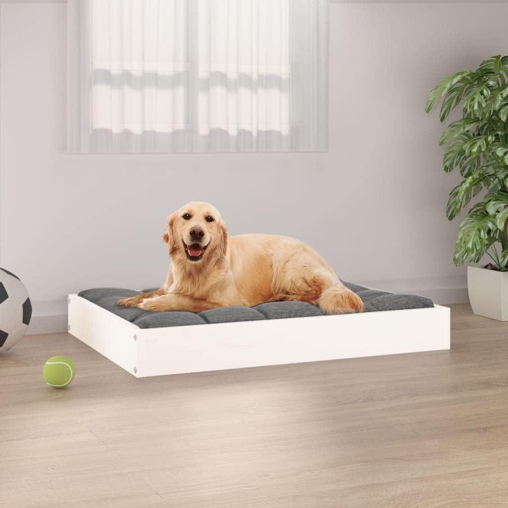loibinfen Solid Wood Pet Bed, Wooden Dog Bed Frame, Small Animal Bed Frame, White 28.1"x21.3"x3.5" Solid Wood Pine, -425