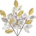 23.6 Christmas Tree Picks and Sprays 3Pcs Silver and Gold Artificial Magnolia Stems Magnolia Leaves Branches Fake Silver Leaf Floral for Vase DIY Xmas Tree Garland Wreath Centerpieces Wedding Decor