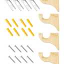 Zorqon 4Pack Wooden Curtain Rod Brackets, Wood Curtain Rod Holders for 2" Pole, Multipurpose Wooden Rod Bracket for Hanging Drapes, Inner Dia: 2inch