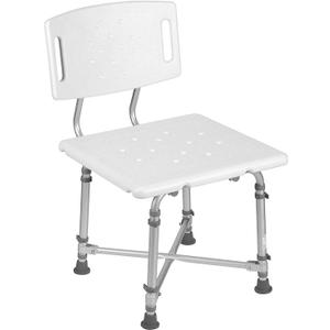 DMI Shower Chair Bath Seat for Tub or Shower Bench for Inside Shower, Made of Aluminum with Plastic Seat, FSA and HSA Eligible, Adjustable Height, Holds Weight Up to 500 Pounds, Bath Chair, White