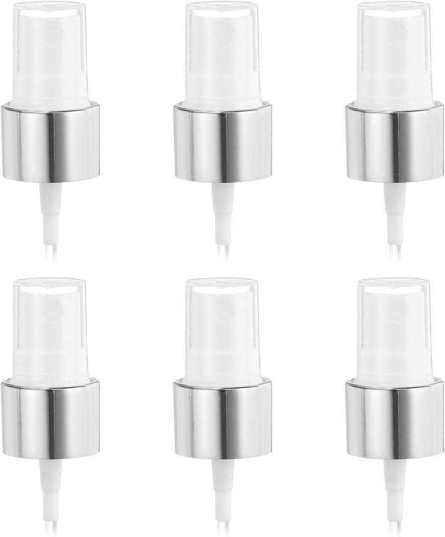 uxcell 6 Pcs Silver White Spray Top, 20/410 Fine Mist Sprayer Reusable Replacement Spray Bottle Pump Plastic Top for Cosmetic Perfume and Body Sprays Bottle