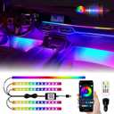 YM E-Bright 5 in 1 Car Interior Led Light KitDreamcolor Acrylic Neon Interior Car LED Strip LightsDash Footwell Multicolor with Music Sync Mode and DIY Mode