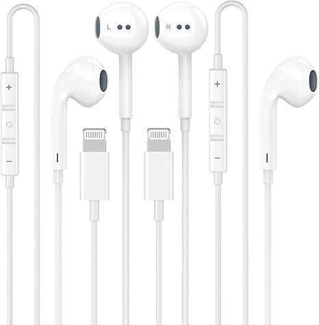 2 Pack Wired Headphones for iPhone,Earbuds Earphones Built-in Microphone & Volume Control,Compatible with iPhone 14/13/12/11/XR/XS/X/8/7/Pro/Pro Max..