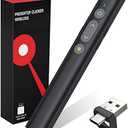 2 in 1 USB Type C Presentation Clicker with Laser Pointer, Wireless Presenter for PowerPoint Presentation PPT Clicker, 2.4GHz Presenter Remote Slide Advancer with Bright Red Laser Pointer