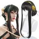 Anime Black Cosplay Wig - Straight Cute Wig for Costume, Halloween, Comic Party - Wig Cap Included