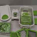 Mueller Pro-Series All-in-One, 12 Blade Mandoline Slicer for Kitchen, Food Chopper, Cucumber Slicer and Spiralizer, Cutter, Dicer, Grater, Gifts for Mom, Kitchen Essentials, White Sand/Green
