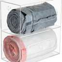 Trash Bag Dispenser Roll Holder Wall Mount and Under Sink, 2 Compartment Clear Acrylic Cabinet Kitchen Organizer Storage Box for Garbage Bags Grocery Bag Can Plastic Shopping Bag Container