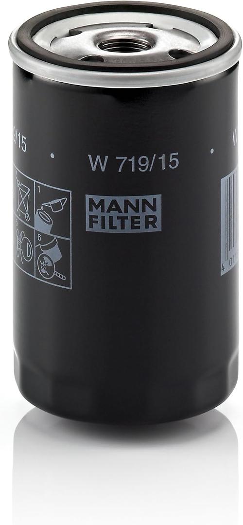 Mann Filter W 719/15 Spin-On Oil Filter Replacement Compatible With BMW 325e (1984-1987), 325i (1987-1991), 325is (1987-1991), 325ix (1988-1991), 528e (1982-1988)
