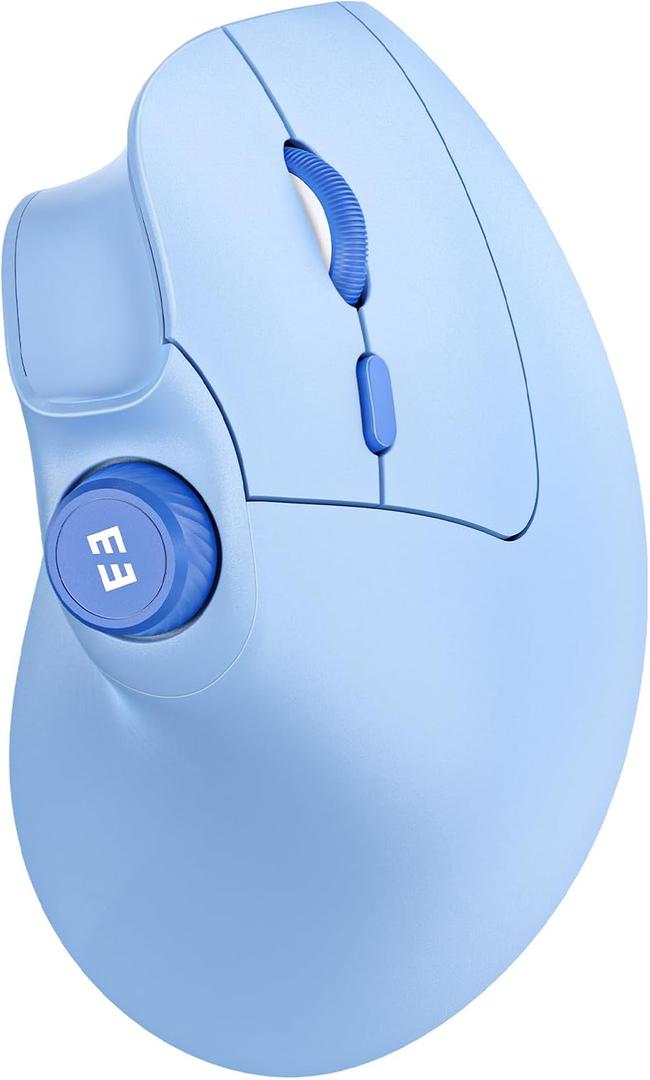 seenda Ergonomic Mouse Wireless, MOU-302 Bluetooth Vertical Mouse Rechargeable, Ergo Optical Mice with 1000/1600/2400 DPI, Volume Knob, 3 Multi-Device Connectivity for Computer/PC/Laptop/Mac, Blue