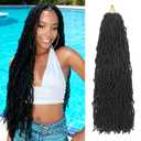 Faux Locs Crochet Hair 7 Packs Soft Locs Crochet Hair Pre Looped Goddess Locs Dreadlocs Synthetic Hair For Black Women (1BBlack#, 24 Inch (Pack of 7))