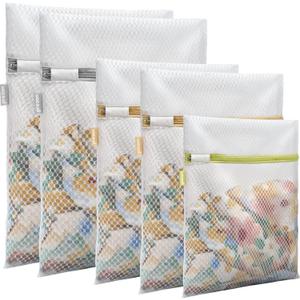 upgrade mesh 5 Pack Mesh Laundry Bags for Delicates, (2L+2M+S) Washing Machine Wash Bags, Reusable and Durable Mesh Wash Bags for Blouse, Hosiery, Underwear, Bra, Lingerie Baby Clothes