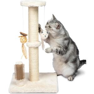 Best Pet Supplies Catify Cat Scratcher, Fun Interactive Scratchers, Posts, Poles, Claw Safe, Furniture Saver Indoor Play Support Natural Cat Behaviors Heavy Duty - Beige (Small (H: 22"))