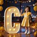 Marquee Letters 3 Feet Tall Large Light Up Letters C Happy Birthday Decorations Marry Me Engagement Party Decor Yellow Light Birthday Decorations Balloon Arch Kit Foam Sign C
