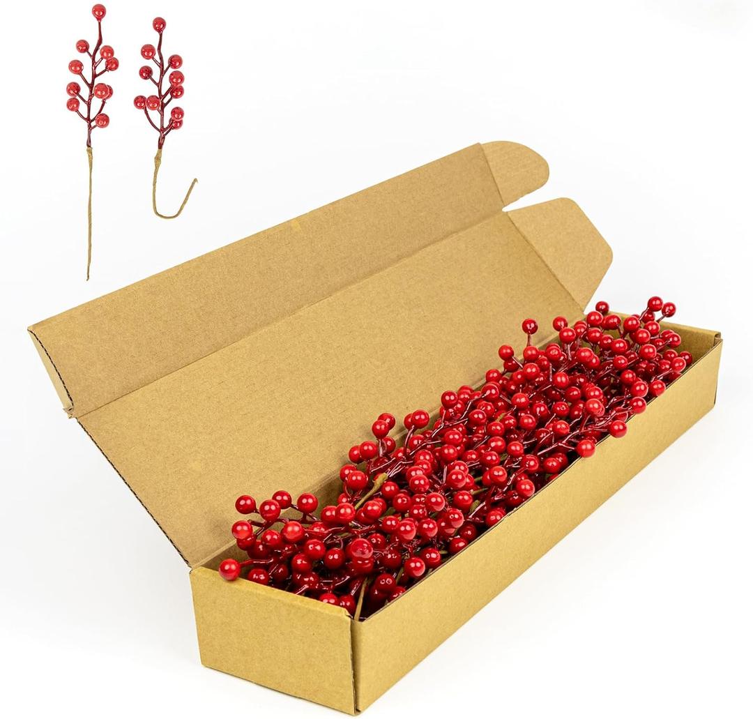 50 Pack Berry Stems for Christmas Tree 6.5 Inch Christmas Berries Stems Artificial Red Berry Picks for Xmas Holiday Party Centerpieces