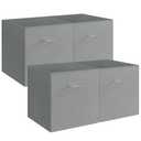 StorageWorks Gray Storage Cubes, 13x13 Storage Cube Bins with Handle, Cube Storage Organizer Bins for Shelves and Closet, Collapsible Storage Bins, 4-Pack