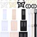Boao 24 Pieces Bra Strap Clips to Make Racerback, Bra Strap Holders, Elastic Extenders 2,3,4 Hook Accessory Adjustable Connector Clip Non Slip Clips for Women
