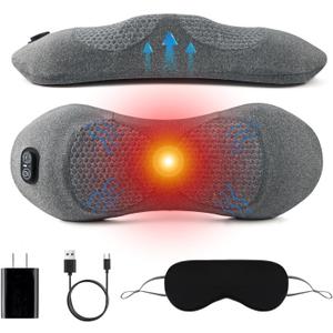 Triple Fusion Back Massager with Stretching, Vibration and Heat, 3in1 Electric Lumbar Pillow for Lower Back Tension Relief, Deep Tissue Relaxation Massage for Home, Office, Bed, Sofa, and Car Use