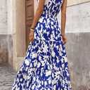 BTFBM Women Summer Dresses Casual Sleeveless Maxi Dresses Cute Floral Long Dress Wedding Guest Dress (Blue, M)