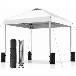 SANWAY 10x10 Pop Up Canopy Tent, One Push Setup, Heavy Duty Portable for Beach Camping Parties with Vents - Snow White