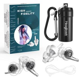 2 Pairs Concert Ear Plugs, Hearprotek Reusable High Fidelity Noise Reduction Music Ear Plugs for Ear Protection-Soft Hearing Protection Earplugs for Concerts, Musicians, Events (Petite Size)