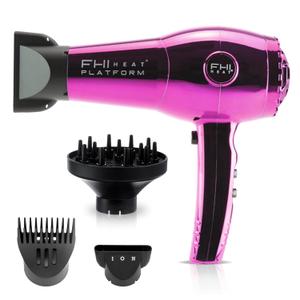 FHI HEAT Platform Nano Lite Pro 1900 Hair Dryer, Turbo Tourmaline Light Weight Ceramic Quick Dry with 3 Piece Attachment Set (Comb, Concentrator, and Diffuser) (Pink Chrome)