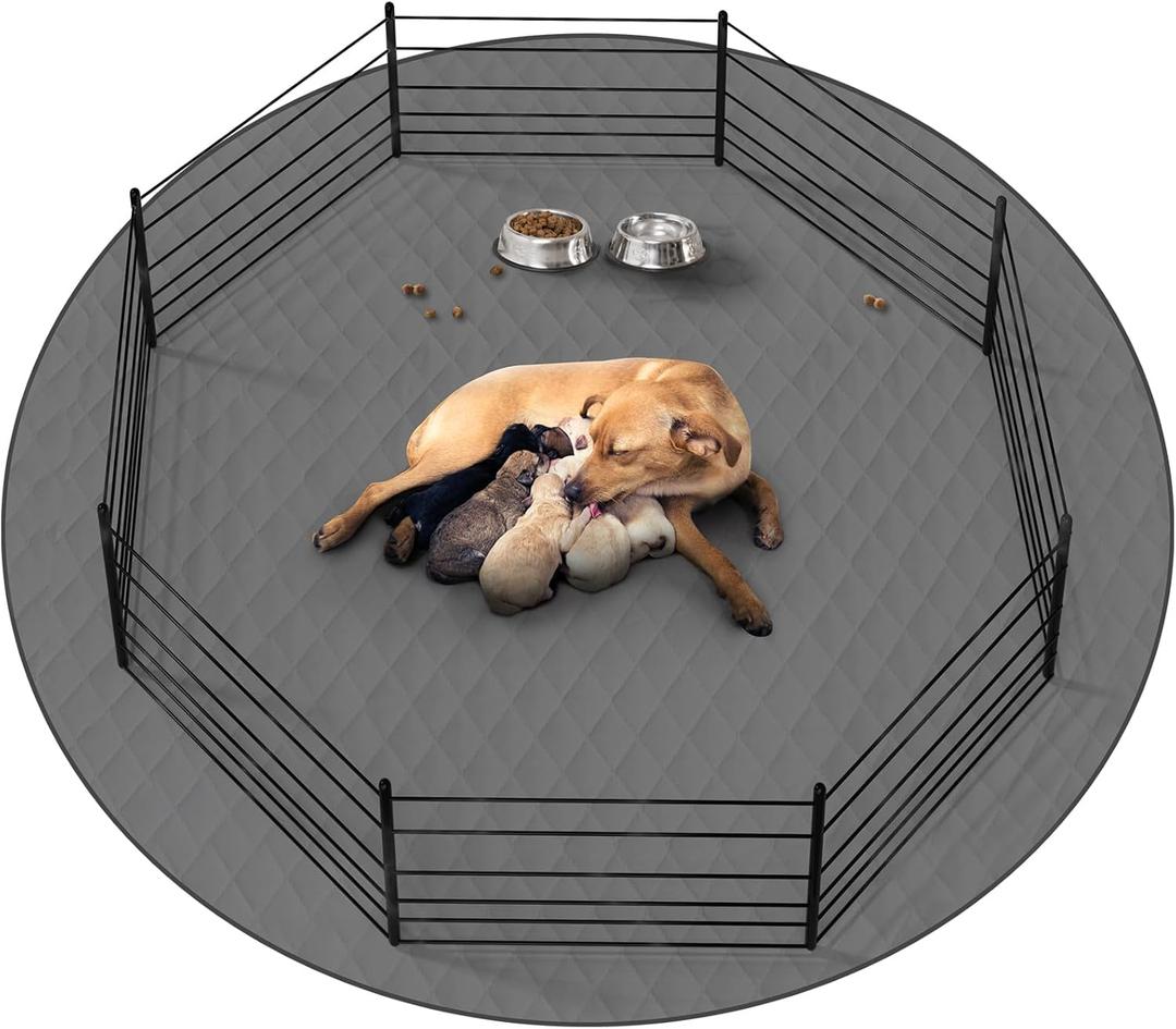 CoolShields Washable Round Puppy Dog Pee Pad, 65" Extra Large, Waterproof Whelping Training Mat for Playpen Crate, Floor, Bed,Sofa and Trunk [Premium Fabrics That can be Used by Humans] (1Pc 65x65 Inch)