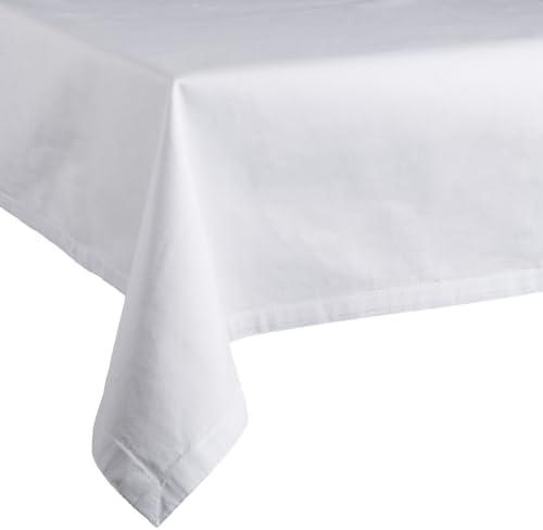 Leading Linens 2 Pack 52 x 94 Inch Square White Polyester Tablecloth, Table Cover, Stain and Wrinkle Resistant, Washable for Dining Table, Wedding Reception, Banquet, Party