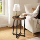 HOOBRO Side Table, Round End Accent Table with Sturdy Metal Frame, 15.7" Round Nightstand, for Living Room, Bedroom, Balcony, Office, Rustic Brown BF95BZ01