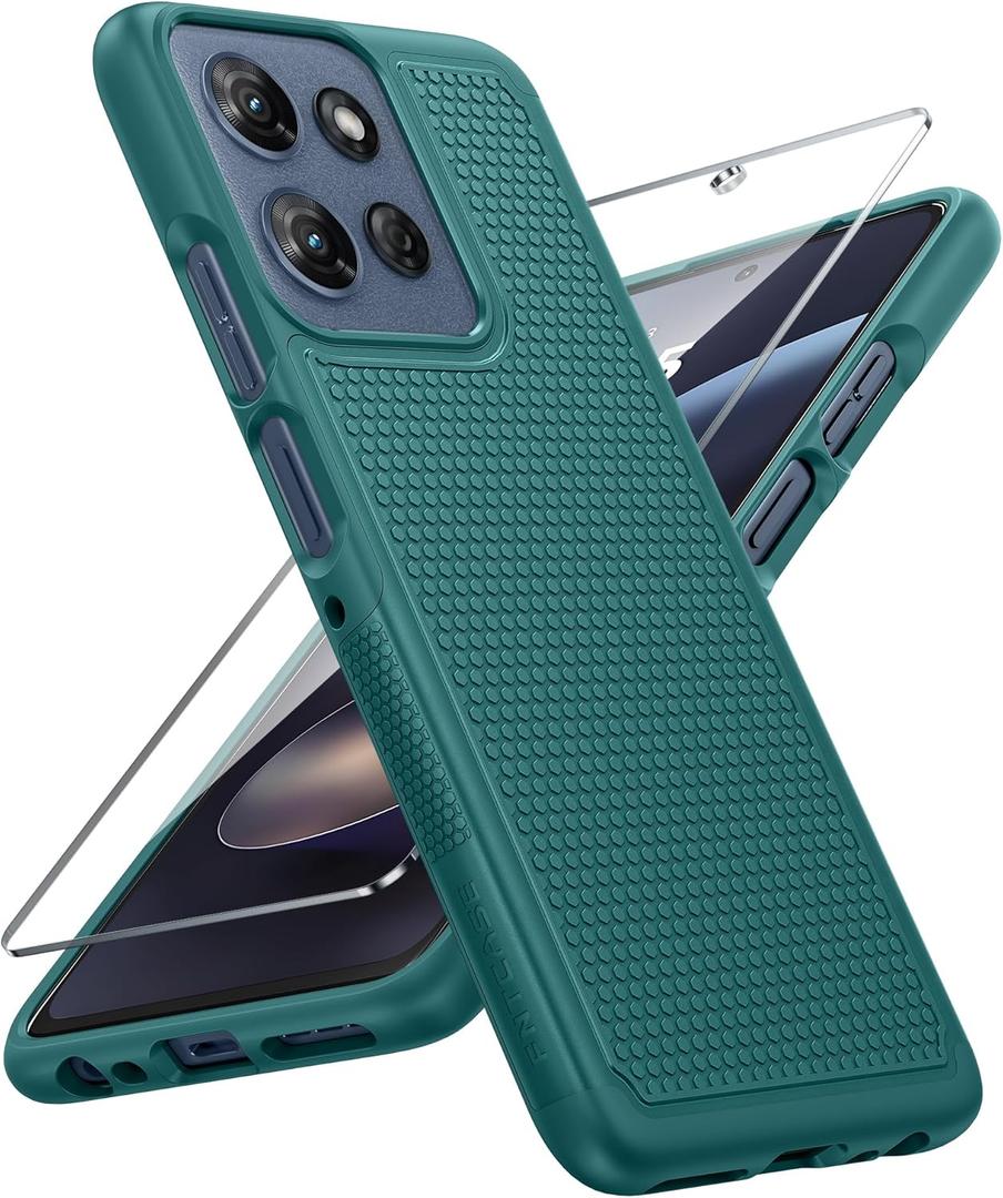 FNTCASE for Moto G 2026/2025 Case: Moto G Play 2026/Moto G Power 2025 Case Dual Layer Military Protective Heavy Duty Cell Phone Cover with Screen Protector Shockproof Rugged Non Slip Textured (Green)