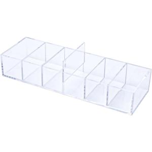 NatSumeBasics Clear Drawer Organizer 6-Section Desk Compartment Acrylic Tray Holder, 3.3" Width not for Storage Credit Cards Business Card, Office Accessories Supplies (Small)