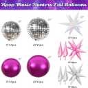 JOGAMS 172Pcs K-Pop Music Balloon Arch Kit, Metallic Silver Purple Pink Balloons Garland with Iridescent Star Disco Foils Balloons for Concert-Style Birthday Idol Showcase Fan Support Party Decor