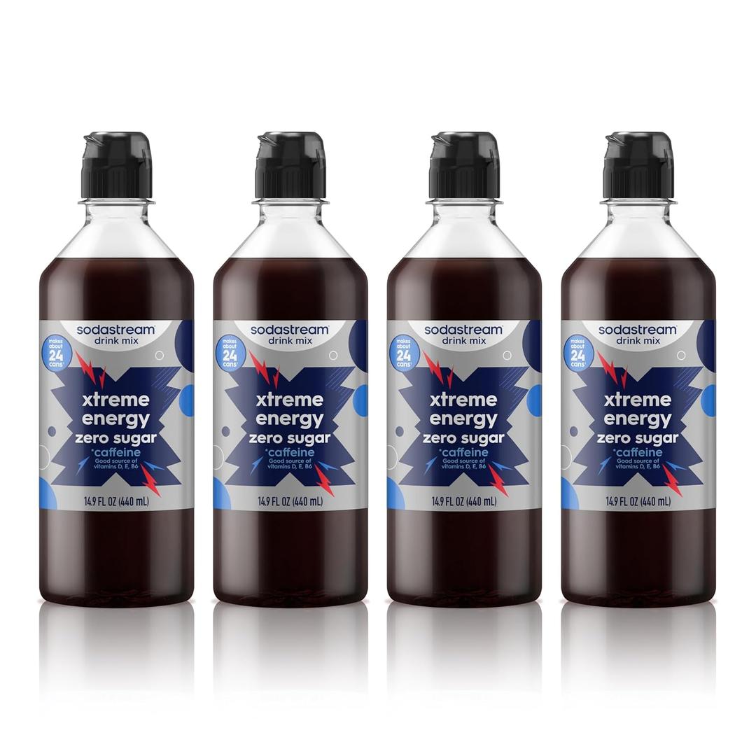 Sodastream Classic Zero Xtreme Energy New Pour Bottle, 14.9 FL Oz Pack of 4 (EXP 05/01/27)