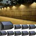 Solar Lights Outdoor, RGB 8 Colors, Dusk to Dawn Deck Light, Solar Deck Lights for Outside IP65 Waterproof, Backyard/Railing/Wall/Step/Patio/Fence(8 Pack,Black) (Warm White & RGB)