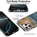 lioscre for iPhone 16 Pro Stained Glass Phone Case 6.3", Aesthetic Sun Beach Ocean Waves Art Case Cute Pattern Print Design Cover Anti-Scratch Glossy 2-Layer Hard Prevention Funda for Woman Girls Men