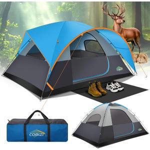 COBIZI 8-10 Person Camping Tent, 12x9FT Spacious Family Tents for Camping Ideal for Camping, Hiking, 3500mm Waterproof Double-Layer Windproof Tent for Hiking & Backpacking, Blue