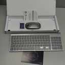 Wireless Keyboard and Mouse Ultra Slim Combo, TopMate 2.4G Silent Compact USB 2400DPI Mouse and Scissor Switch Keyboard Set with Cover, Batteries Included, for PC/Laptop/Windows/Mac - Gray Black