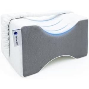 Kehangte Knee Pillow for Side Sleepers,Knee Pillow,Leg Pillow for Side Sleeping,Hip Pain and Smooth Spine Alignment Pillows,Memory Foam Ergonomic and with Cover and Removable Straps,White/Gray