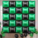 25 Pcs Video Game Party Double Sided Square Foil Balloons Wall Backdrop 19 Inches Green and Black Foil Balloons Tunnel Arch Garland Kit for Boy Game Theme Birthday Party Background Decoration