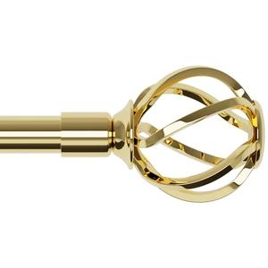 Gold Curtain Rods for Windows 32-50 inch with Twisted Cage Finials, Adjustable Curtain Rod Set with Brackets, Heavy Duty for Bedroom, Kitchen, Decorative 5/8" Diameter