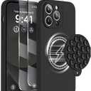 Magnetic for iPhone 14 Pro Case, Compatible with MagSafe, [Full Camera Protection][2 Screen Protectors], Magnet Suction Cup Phone Mount Shockproof Liquid Silicone Phone Case 6.1", Black