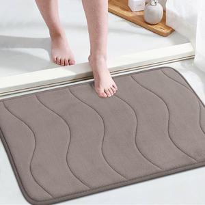 Flamingo P Bathroom Mat Memory Foam Bath Rug Non Slip Shower Mats,24x17,Taupe (Taupe Wavy Line)