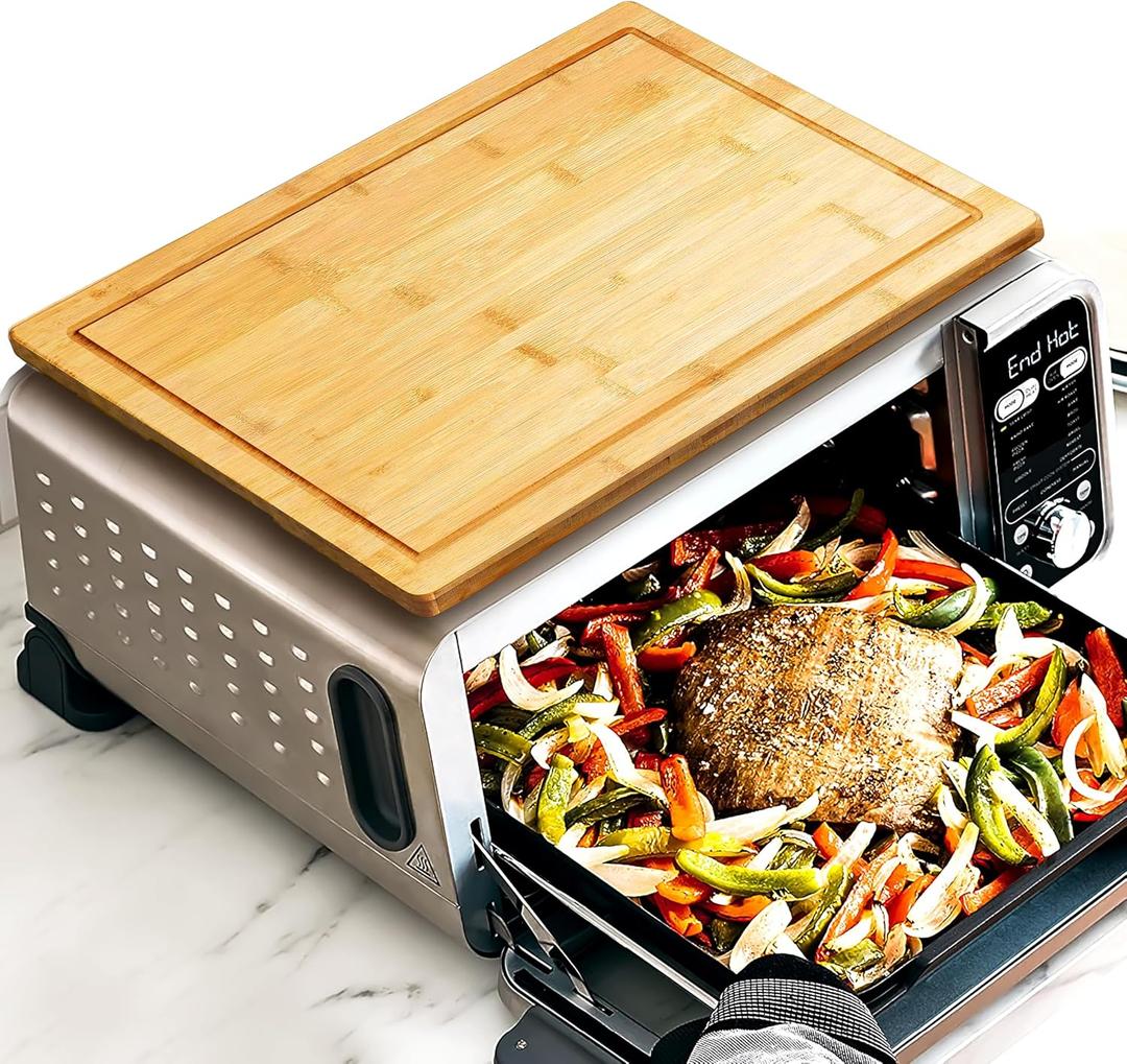 Wood Cutting Board Compatible with Ninja Foodi SP101 SP201 SP301 Air Fryer Oven, Accessories for Convection Oven with 4 Silicone Feet 16.3"  10.4",Add Storage Space,Protects Cabinet