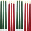 12 Inch Christmas Taper Candles Unscented Smokeless Long Tall Tapered Candle for Candlesticks Sticks Wedding Advent Home Decor DinnerSet of 12,Redgreen